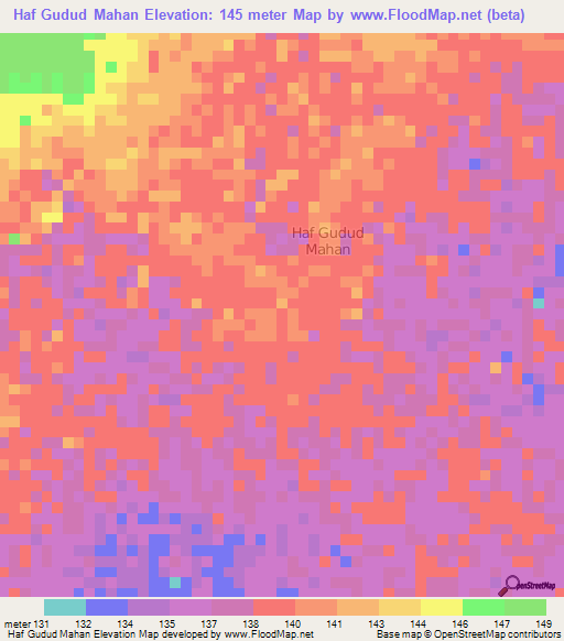 Haf Gudud Mahan,Somalia Elevation Map