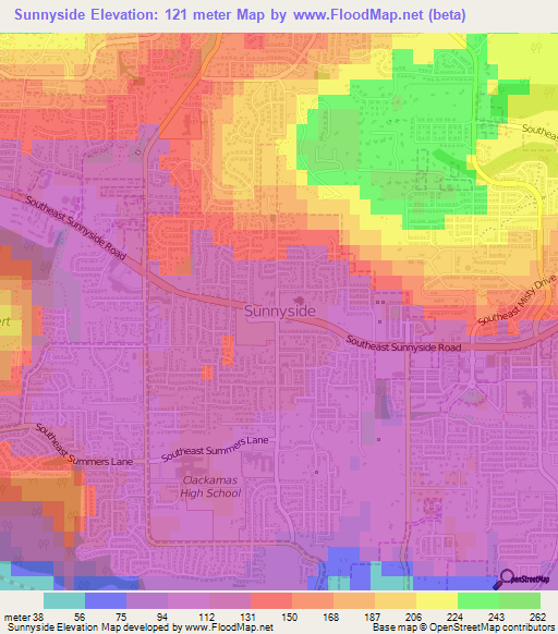 Sunnyside,US Elevation Map