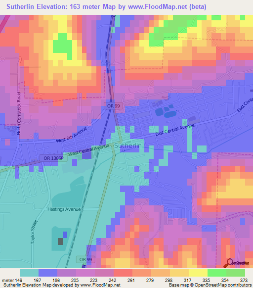 Sutherlin,US Elevation Map