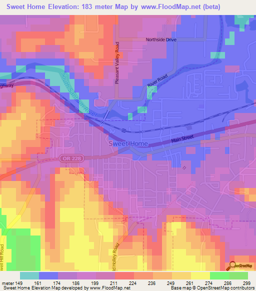 Sweet Home,US Elevation Map