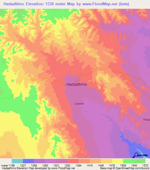 Hadaaftimo,Somalia Elevation Map