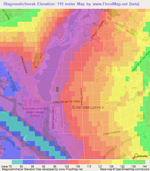 Blagoveshchensk,Russia Elevation Map