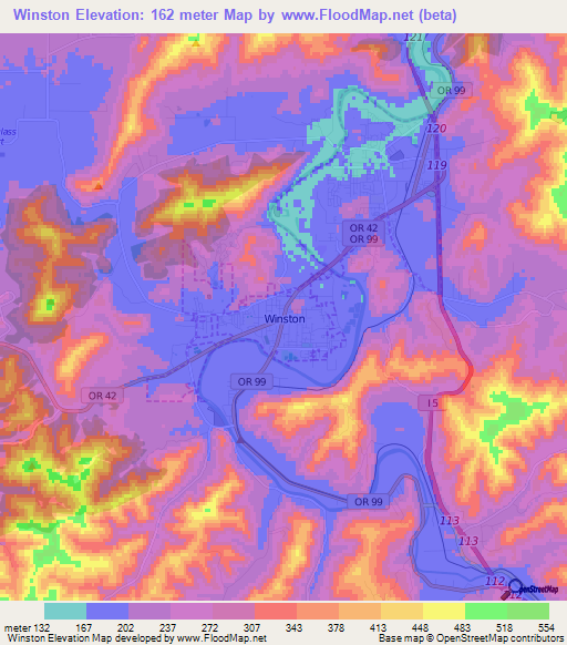 Winston,US Elevation Map