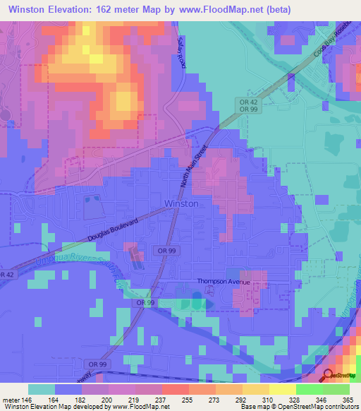 Winston,US Elevation Map