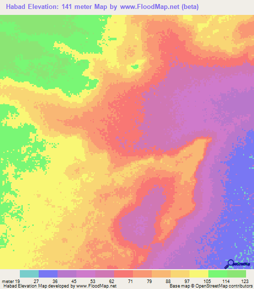 Habad,Somalia Elevation Map