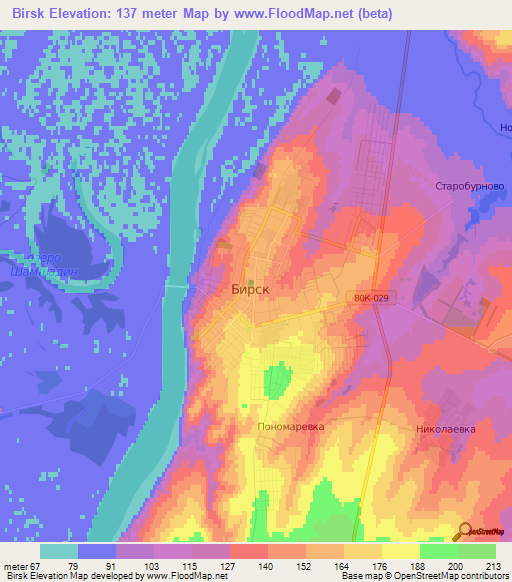 Birsk,Russia Elevation Map