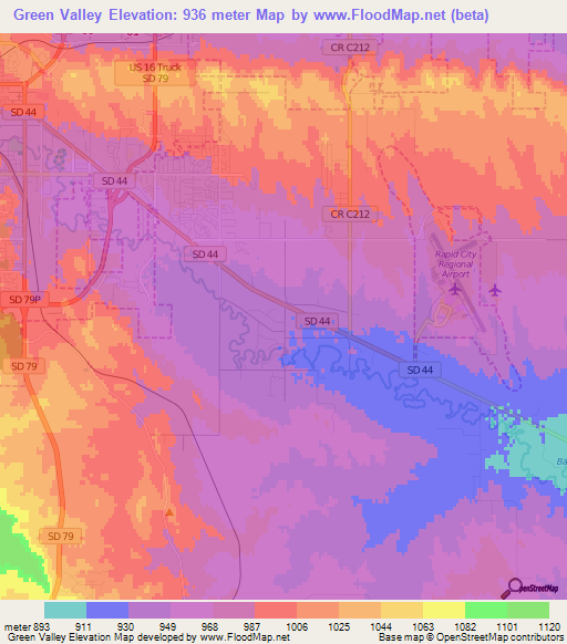Green Valley,US Elevation Map