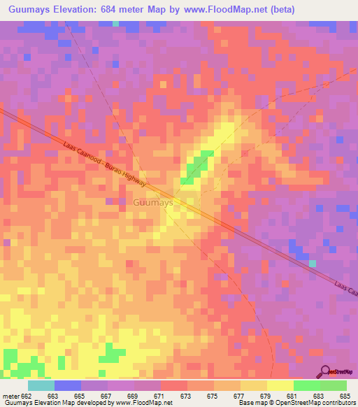 Guumays,Somalia Elevation Map