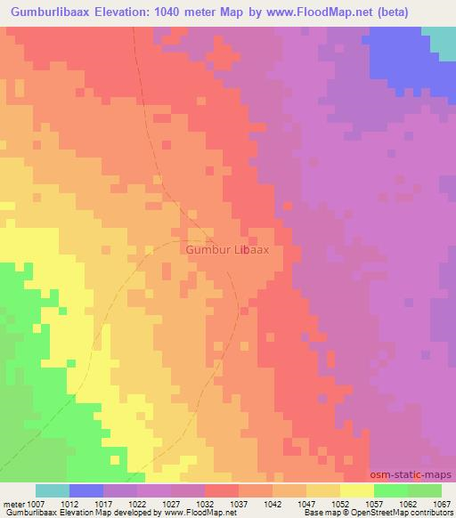 Gumburlibaax,Somalia Elevation Map