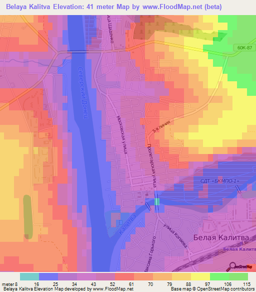 Belaya Kalitva,Russia Elevation Map