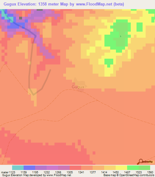 Gugux,Somalia Elevation Map