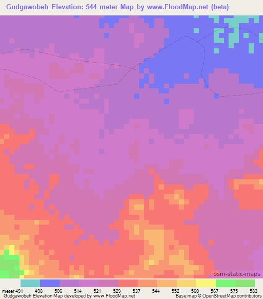 Gudgawobeh,Somalia Elevation Map