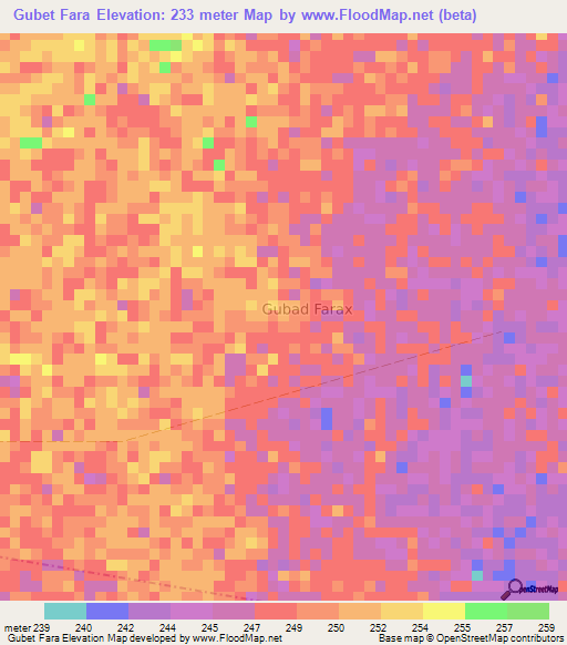 Gubet Fara,Somalia Elevation Map