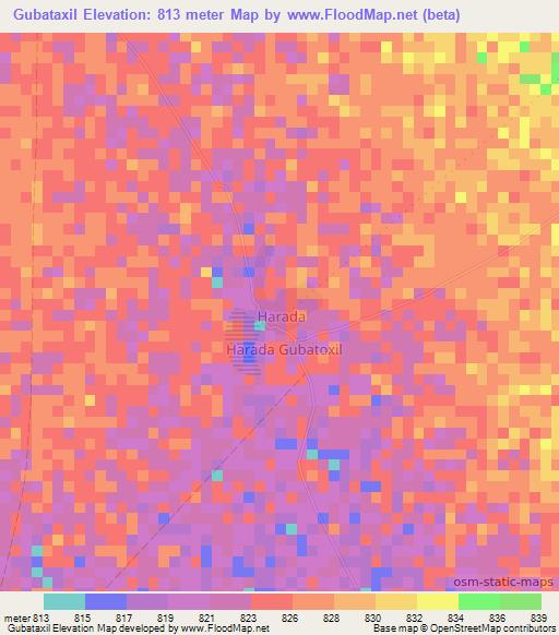 Gubataxil,Somalia Elevation Map