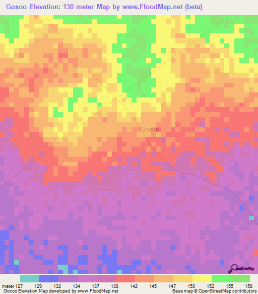 Goxoo,Somalia Elevation Map
