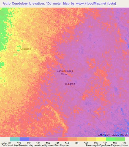 Gufo Xundubey,Somalia Elevation Map