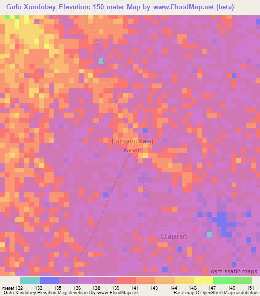 Gufo Xundubey,Somalia Elevation Map