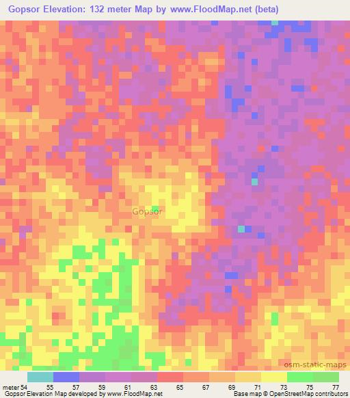 Gopsor,Somalia Elevation Map