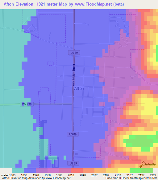 Afton,US Elevation Map