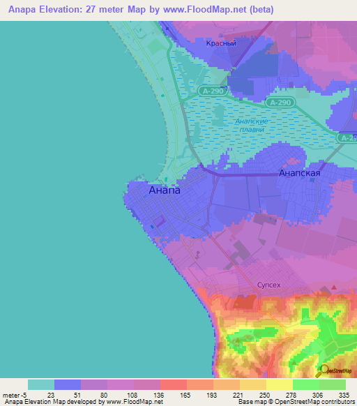 Anapa,Russia Elevation Map
