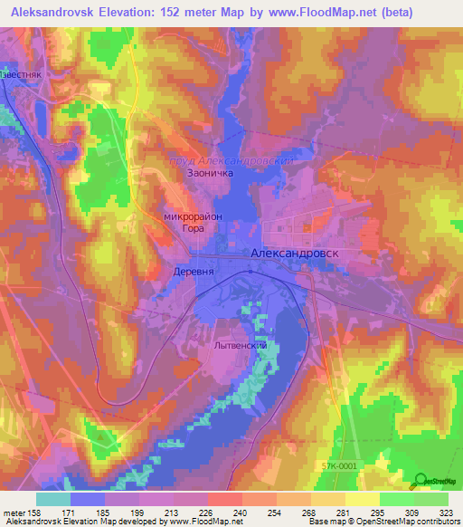 Aleksandrovsk,Russia Elevation Map