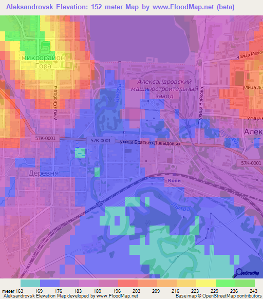 Aleksandrovsk,Russia Elevation Map