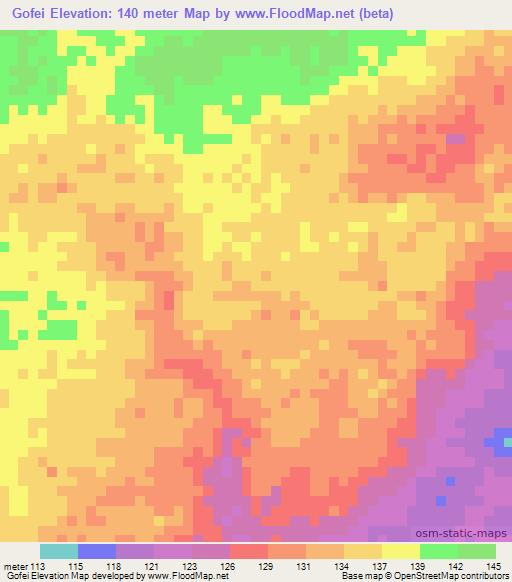 Gofei,Somalia Elevation Map