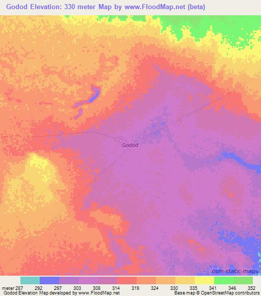 Godod,Somalia Elevation Map