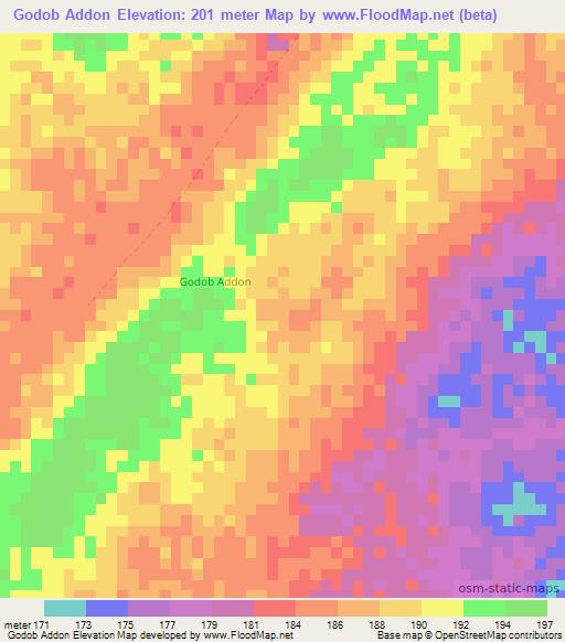 Godob Addon,Somalia Elevation Map
