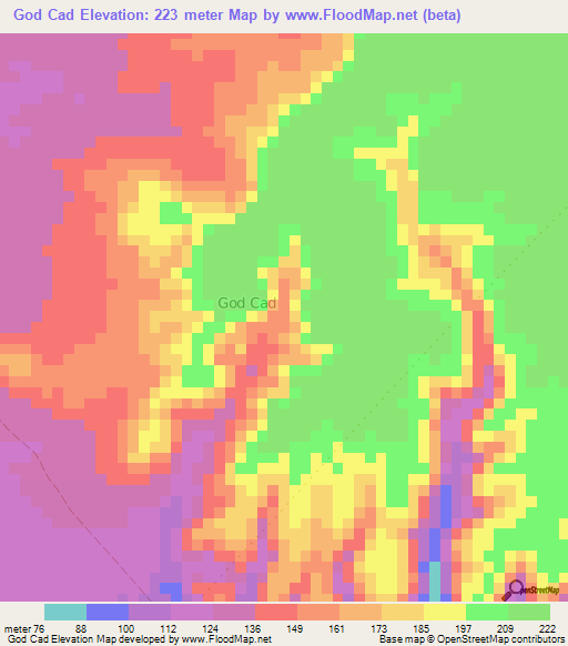 God Cad,Somalia Elevation Map