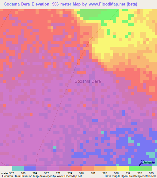 Godama Dera,Somalia Elevation Map