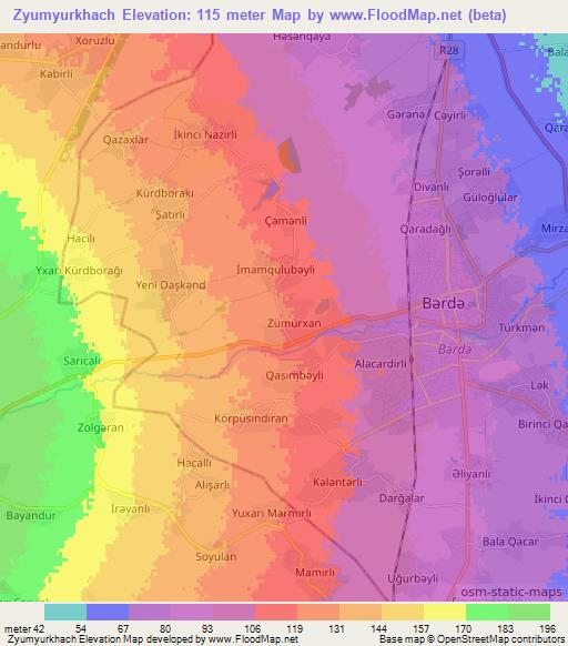 Zyumyurkhach,Azerbaijan Elevation Map