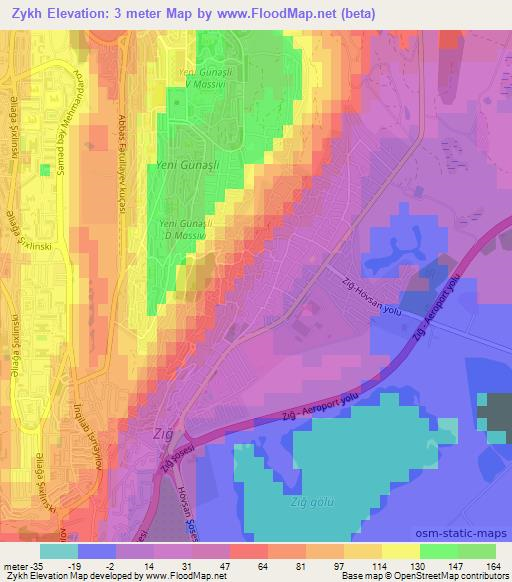Zykh,Azerbaijan Elevation Map
