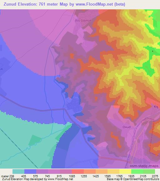 Zunud,Azerbaijan Elevation Map