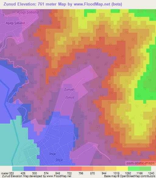 Zunud,Azerbaijan Elevation Map
