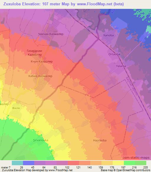 Zuxuloba,Azerbaijan Elevation Map