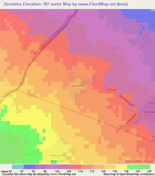 Zuxuloba,Azerbaijan Elevation Map