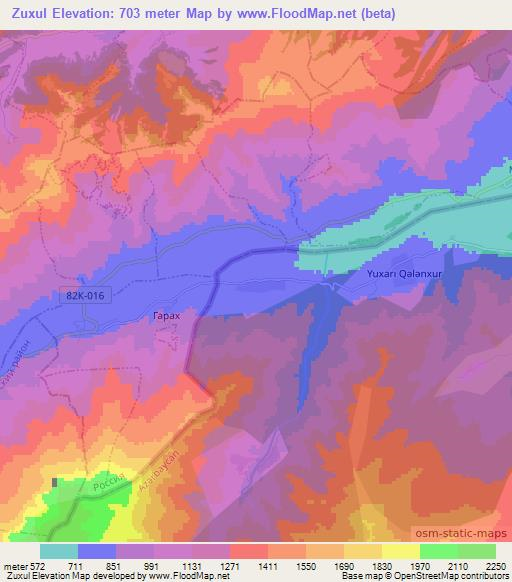 Zuxul,Azerbaijan Elevation Map