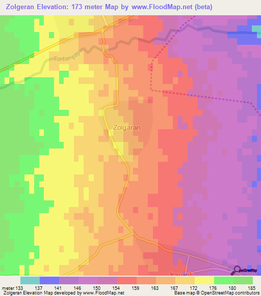 Zolgeran,Azerbaijan Elevation Map