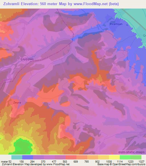 Zohramli,Azerbaijan Elevation Map