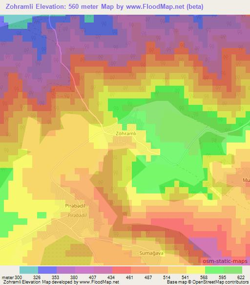 Zohramli,Azerbaijan Elevation Map