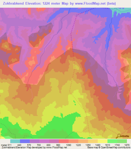Zokhrabkend,Azerbaijan Elevation Map