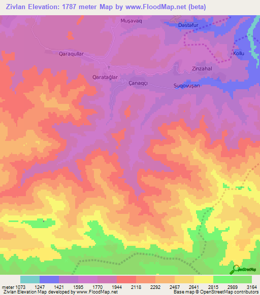 Zivlan,Azerbaijan Elevation Map