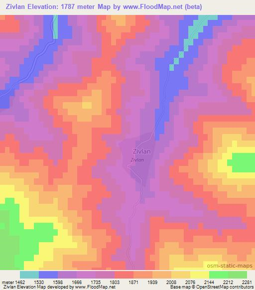 Zivlan,Azerbaijan Elevation Map