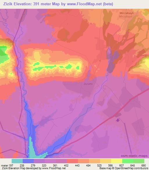 Zizik,Azerbaijan Elevation Map