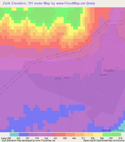 Zizik,Azerbaijan Elevation Map