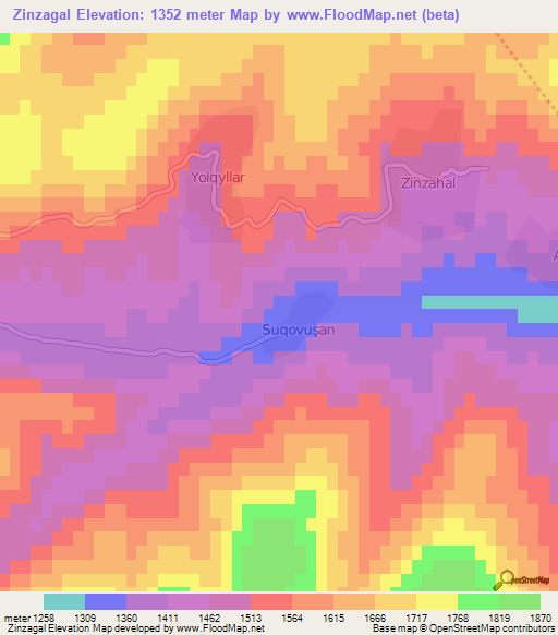 Zinzagal,Azerbaijan Elevation Map