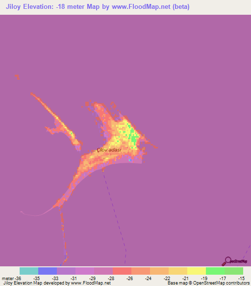 Jiloy,Azerbaijan Elevation Map