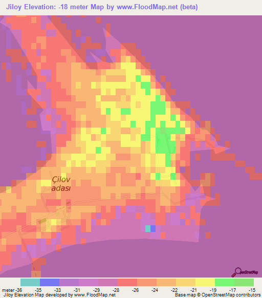 Jiloy,Azerbaijan Elevation Map