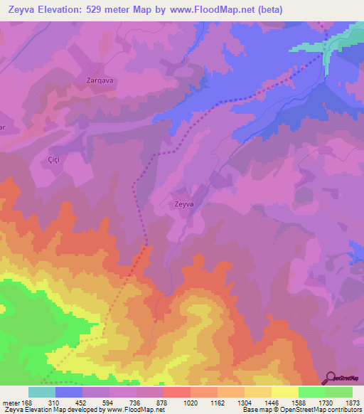 Zeyva,Azerbaijan Elevation Map